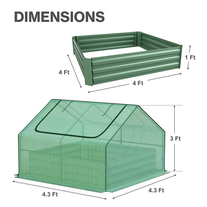 Mini Greenhouse Kit With Raised Garden Metal Beds - Aoodor 