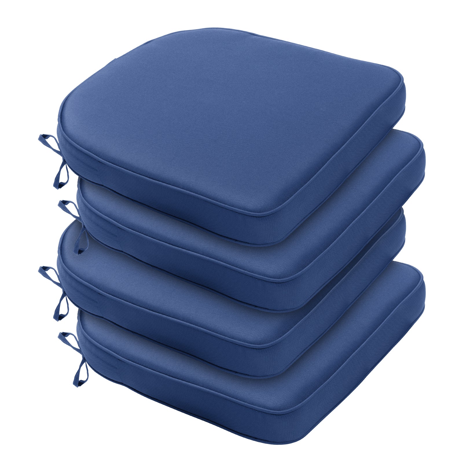 Outdoor Chair Cushion, Patio Seat Pad, Removable Cover with Hidden Zipper, Ties - Navy Blue - Aoodor 
