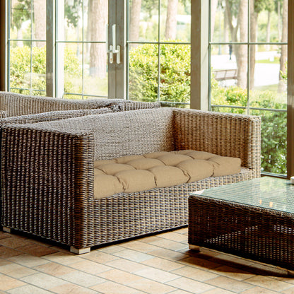 Outdoor Polyester Tufted Bench Cushion, Water & Fade Resistant, Brown - Aoodor 