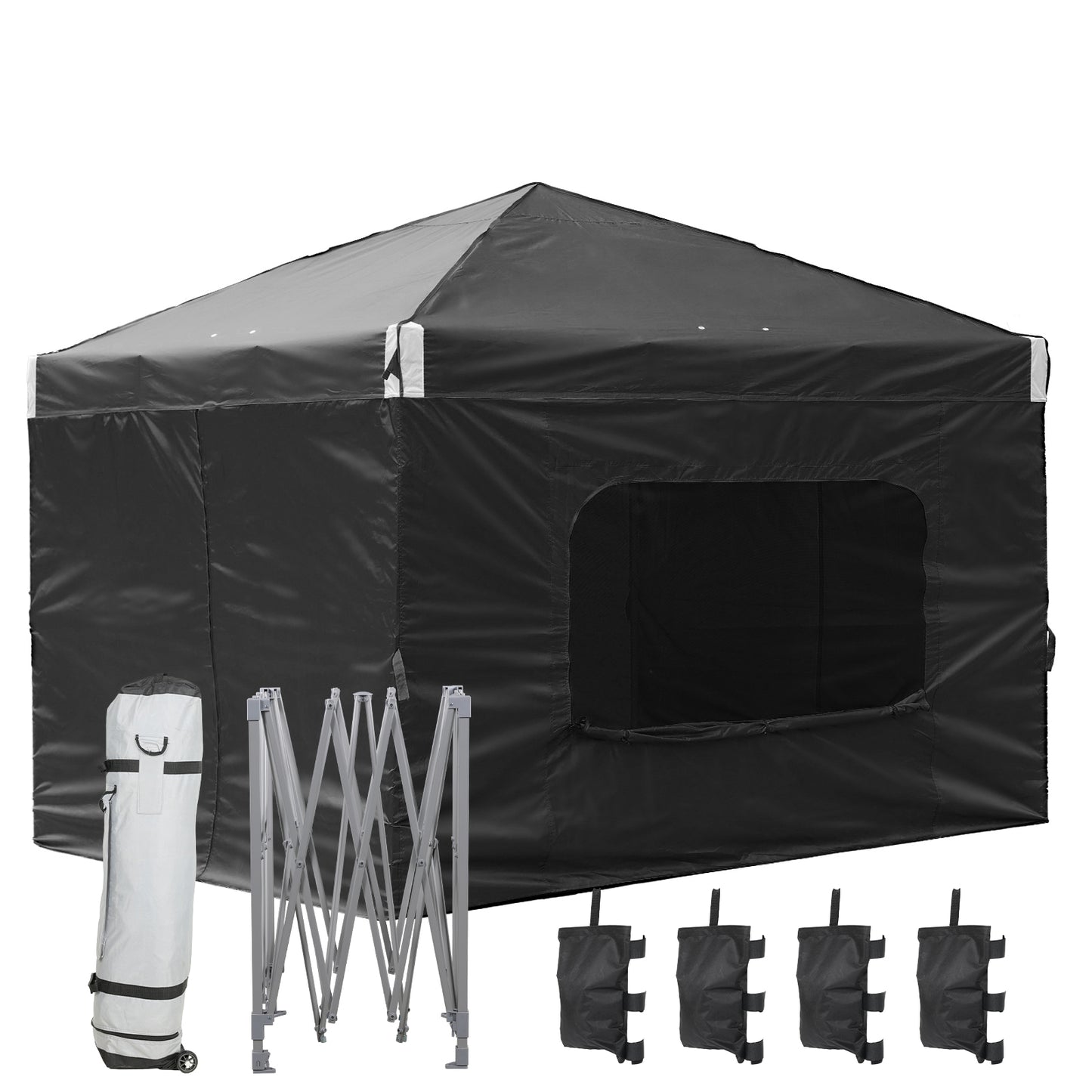 10x10/12x12 ft. Pop Up Canopy Tent with Curtain and Roller Bag