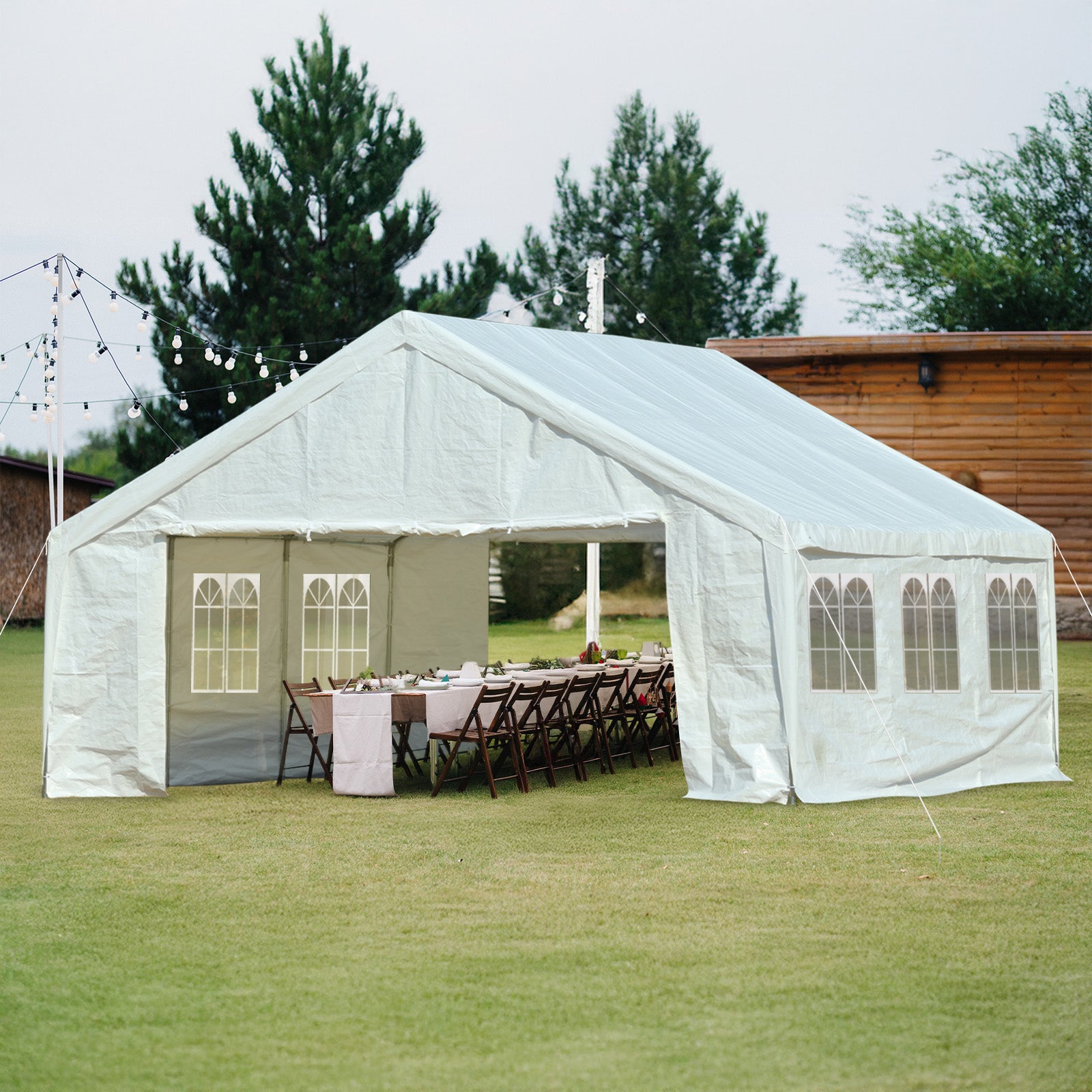20x20/26x20 ft. Marquee Party Tent with Church Window Sidewalls - White - Aoodor 