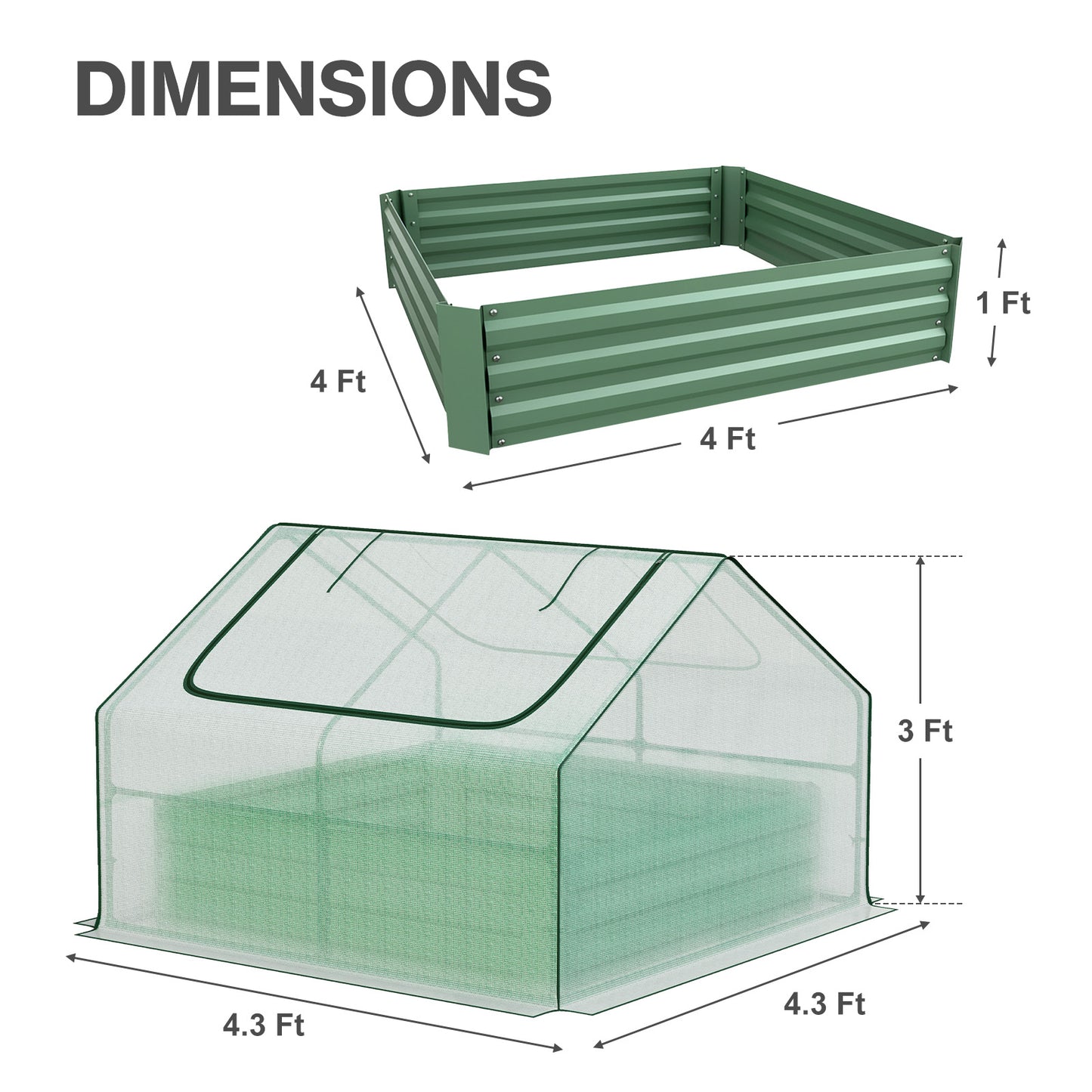 Mini Greenhouse Kit With Raised Garden Metal Beds - Aoodor 