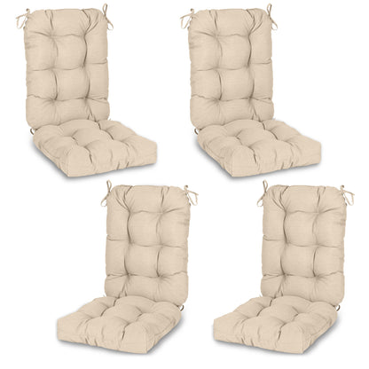 Tufted Outdoor High Back Chair Cushions Patio Replacement Cushion, Khaki - Aoodor 