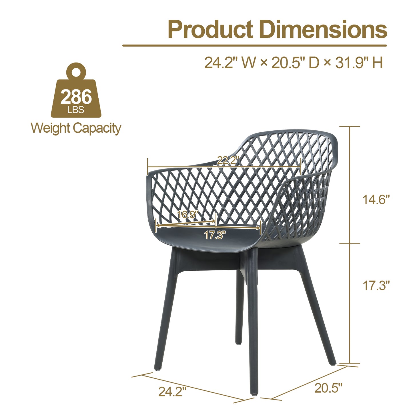 Modern Weather Resistant Plastic Dining Chairs Set: Ergonomic Comfort