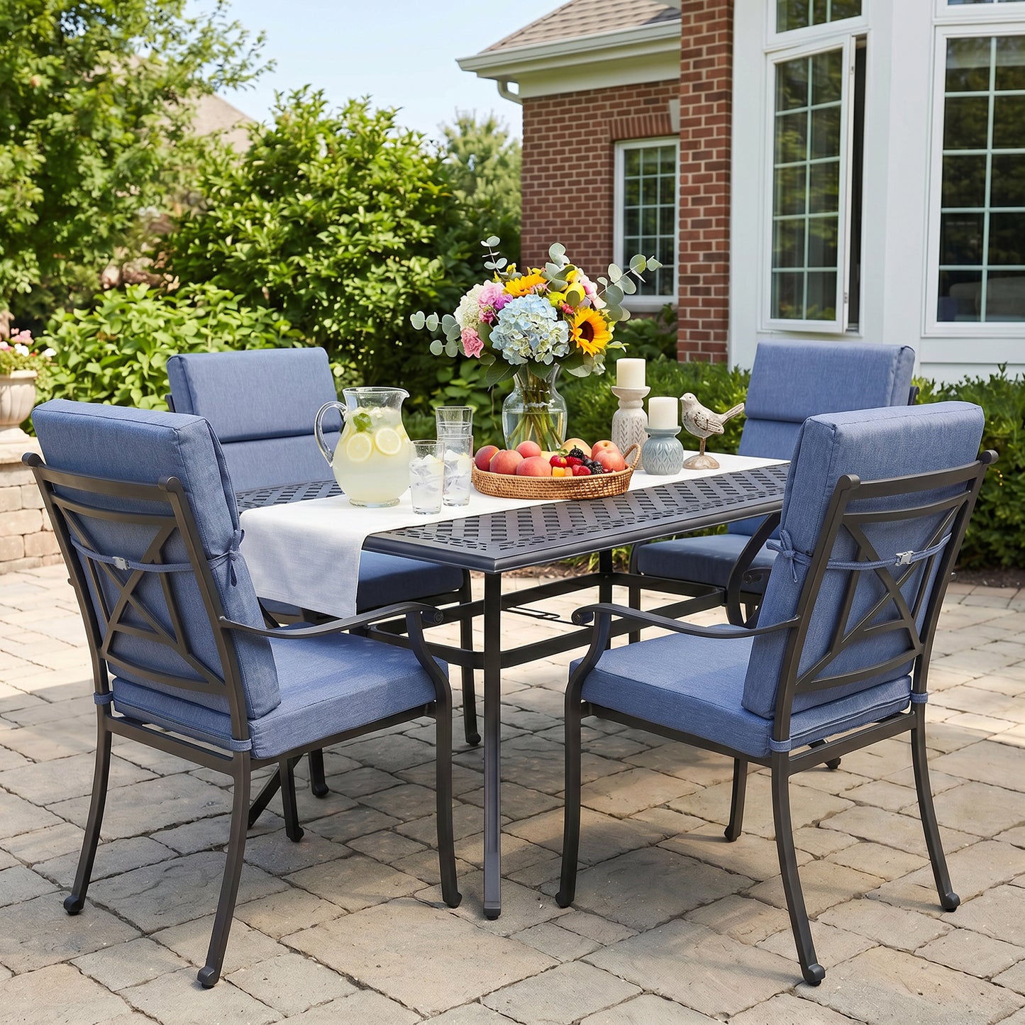 45x22x4 inch Outdoor High Back Patio Chair Cushions, Dark Blue