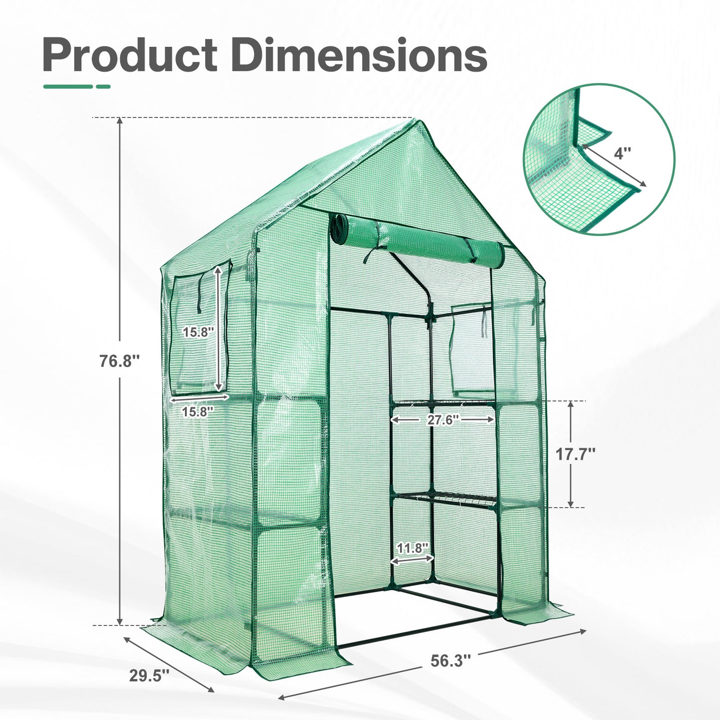 Walk-in Greenhouse with Shelves, Outdoor Garden Plant House with PE Cover - Aoodor 
