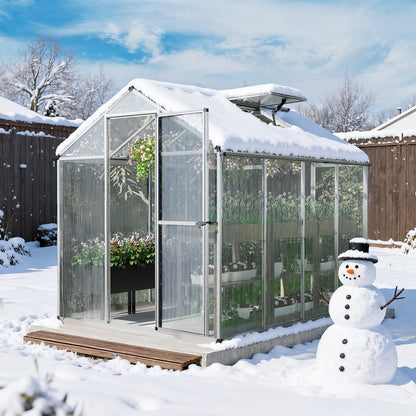 6x8/6x10 ft. Walk-in Polycarbonate Greenhouse with Roof Vent and Door lock - Aoodor 