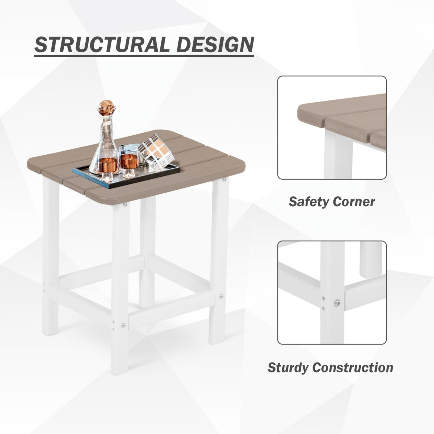 18x14.6x19 inch Outdoor Side Table, Square Adirondack Patio End Table for Patio, Pool, Porch - Aoodor 
