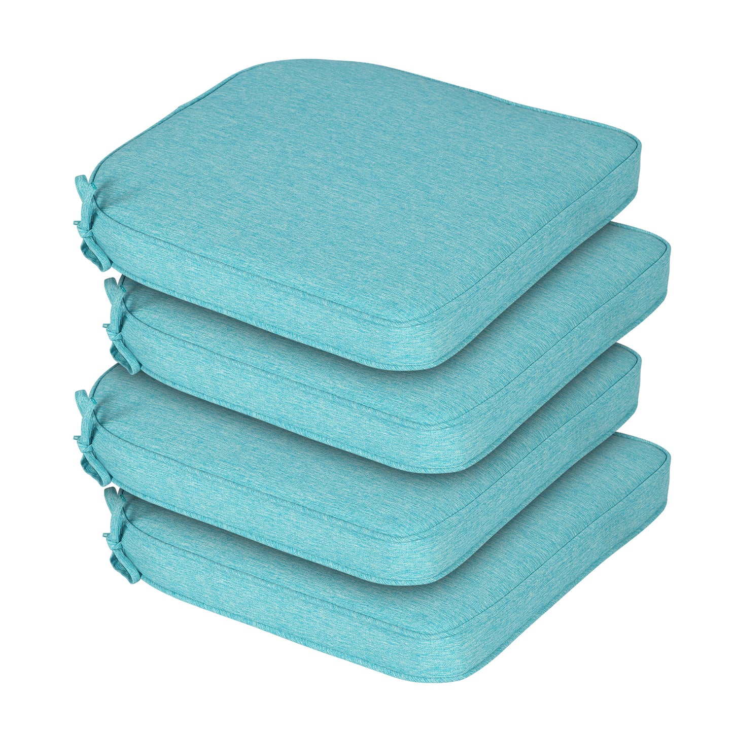 Outdoor Dining Chair Cushions Set, Patio Chair Pads with Ties, Aruba Blue - Aoodor 