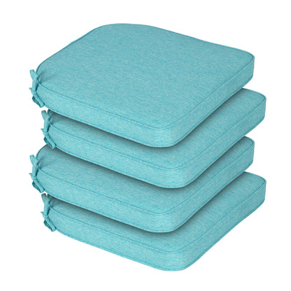 Outdoor Dining Chair Cushions Set, Patio Chair Pads with Ties, Aruba Blue - Aoodor 