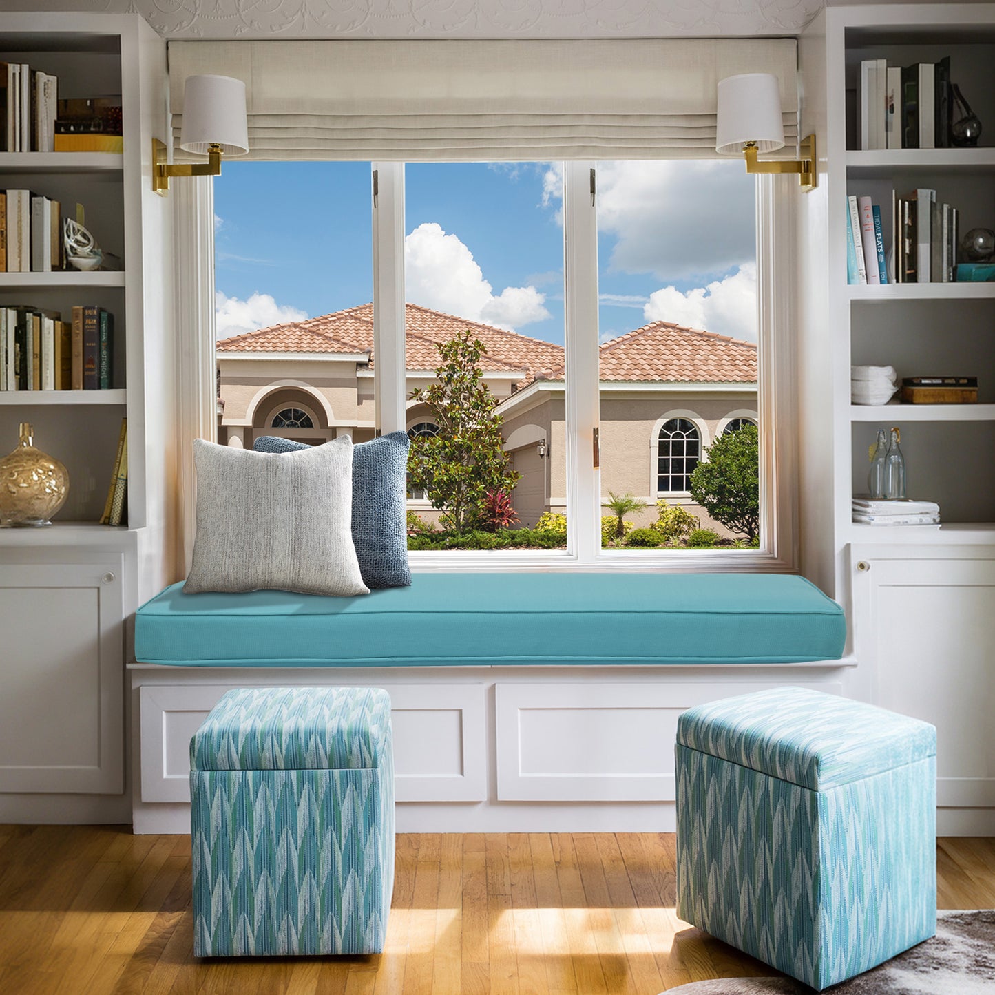 46x18x3 inch Patio Bench Cushion - Blue - Aoodor 