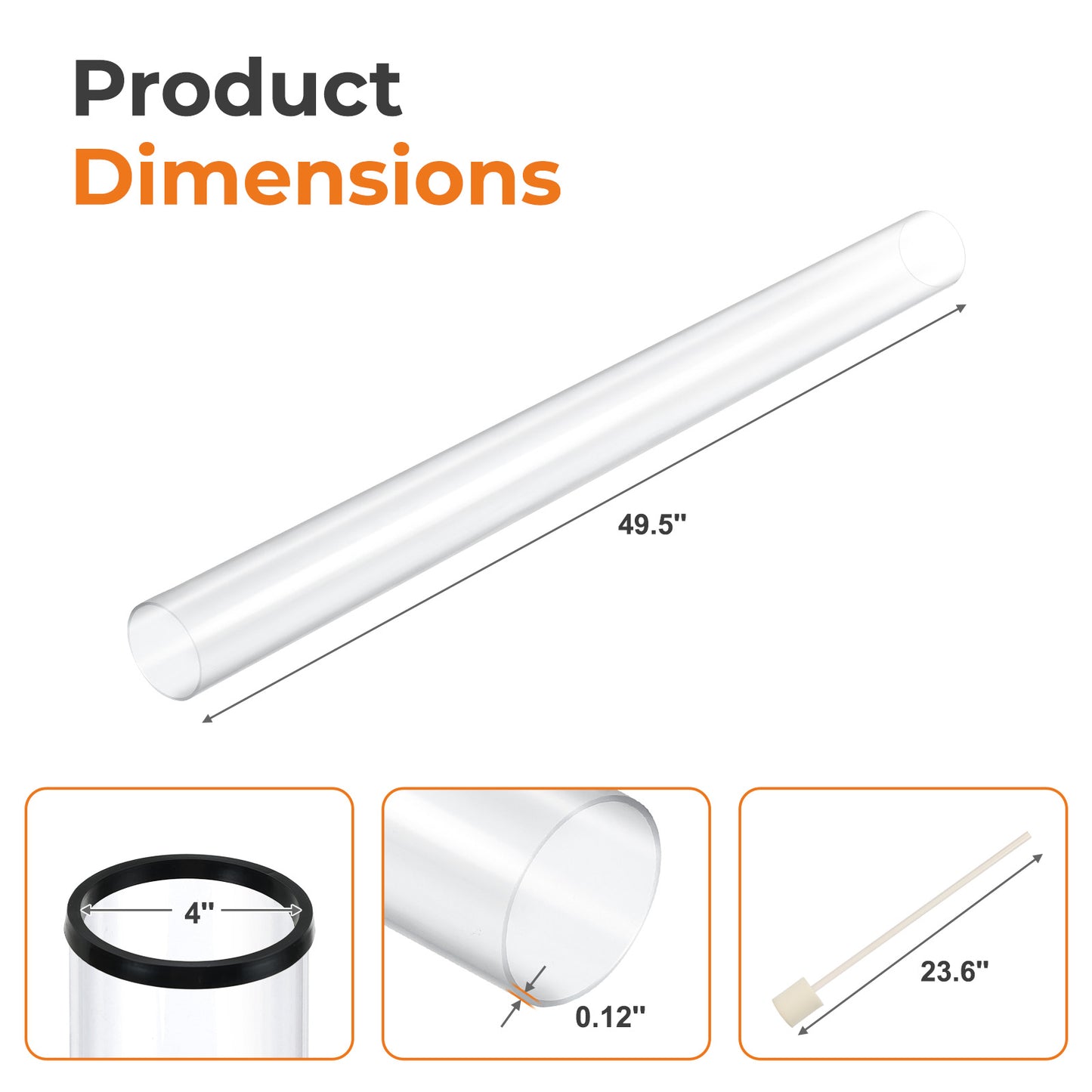 Patio Heater Glass Tube Replacement 49.5" Tall 4" Diameter