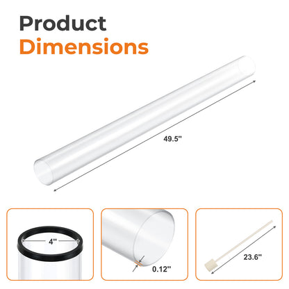 Patio Heater Glass Tube Replacement 49.5" Tall 4" Diameter