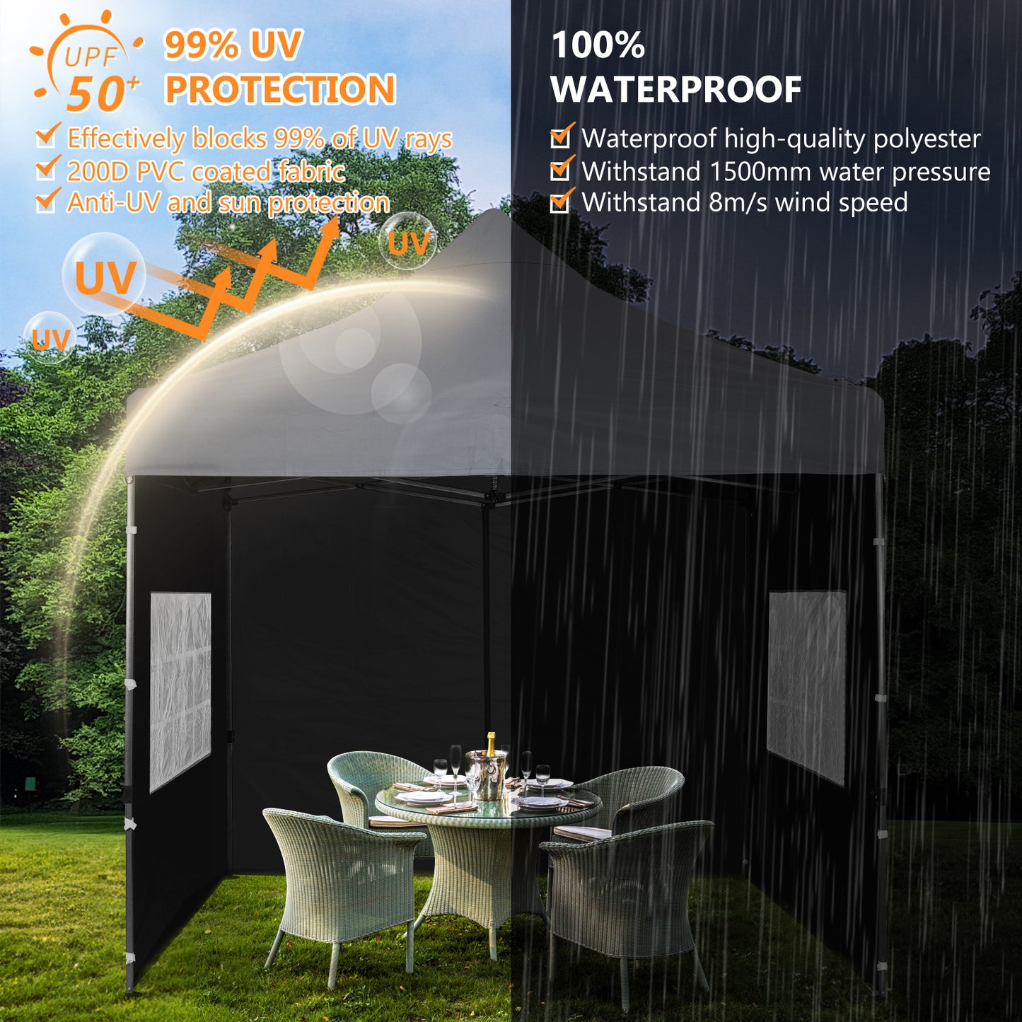 10x10 ft. Pop Up Canopy Tent with Windows Sidewalls and Wheeled Bag - Aoodor 