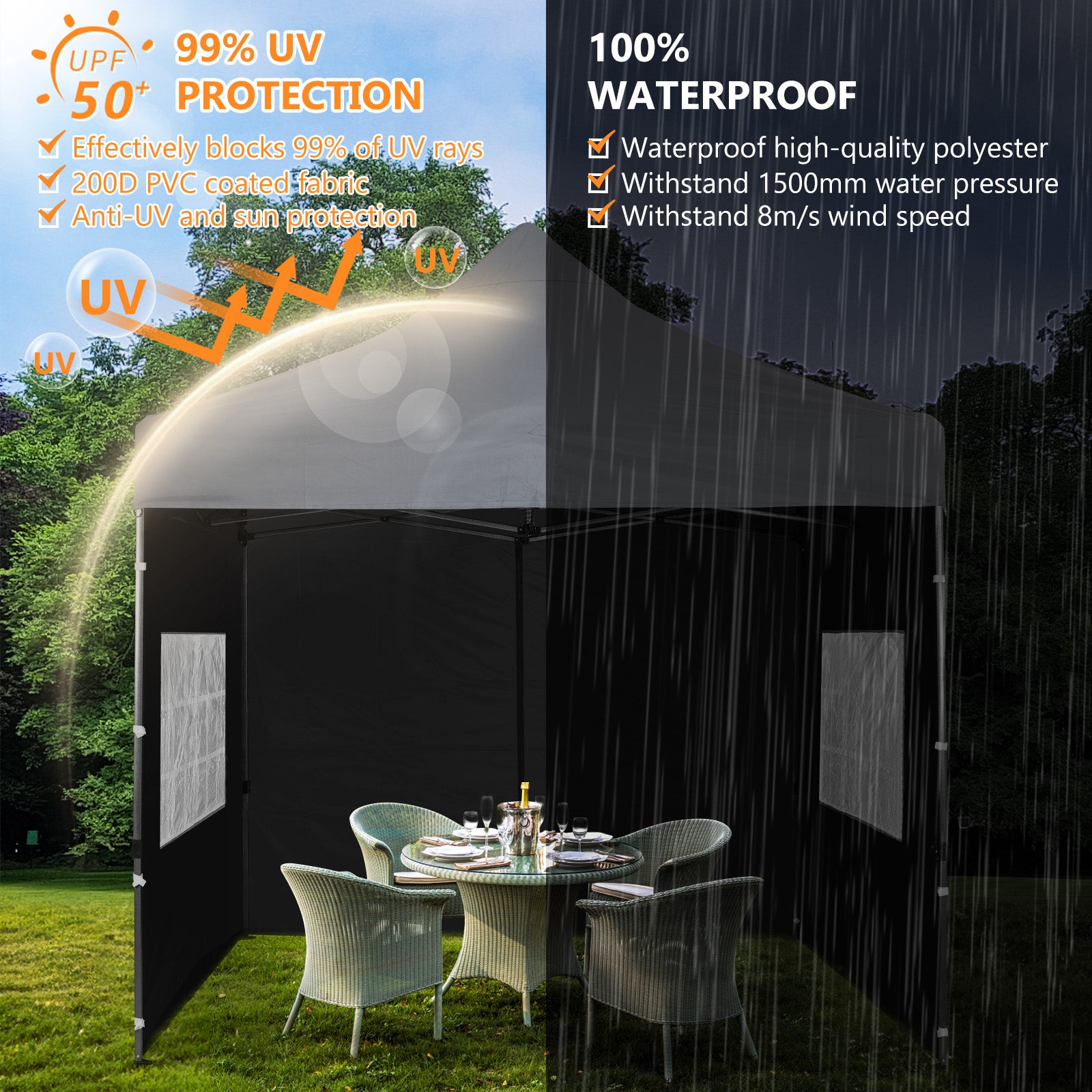 10x10 ft. Pop Up Canopy Tent with Windows Sidewalls and Wheeled Bag - Aoodor 