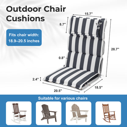 47x21x2.4 inch High Back Patio Chair Cushions with Headrest, Grey Stripe