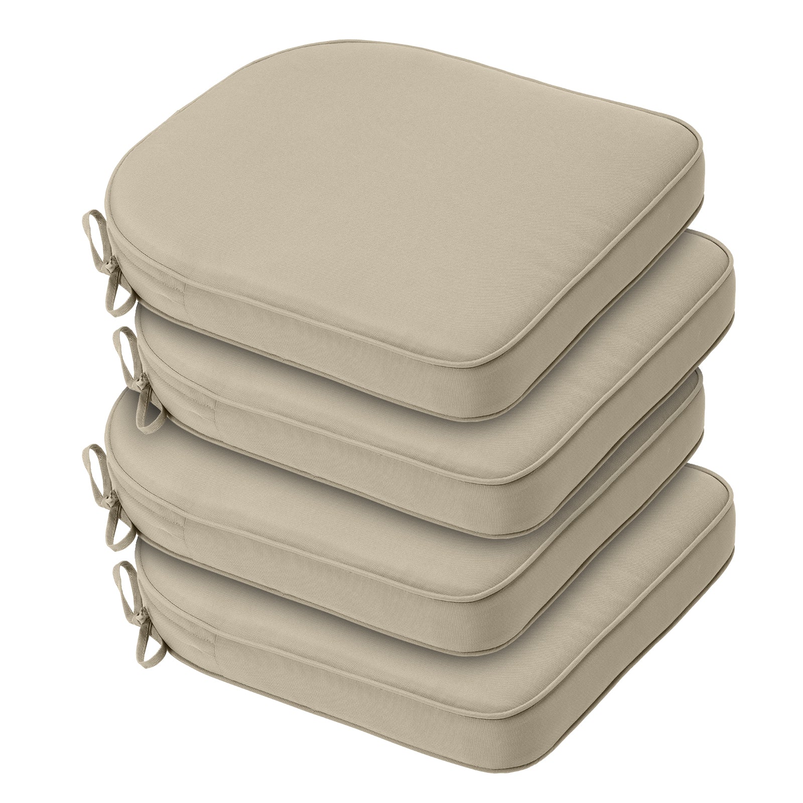 Outdoor Chair Cushion, Patio Seat Pad, Removable Cover with Hidden Zipper, Ties - Khaki - Aoodor 