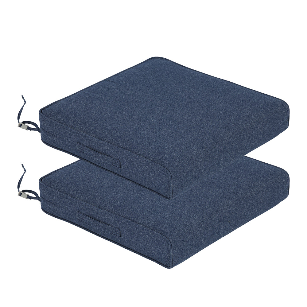 Outdoor Chair Cushions Set of 2 with Handle and Ties, Water Resistant Patio Seat Pads, Navy Blue