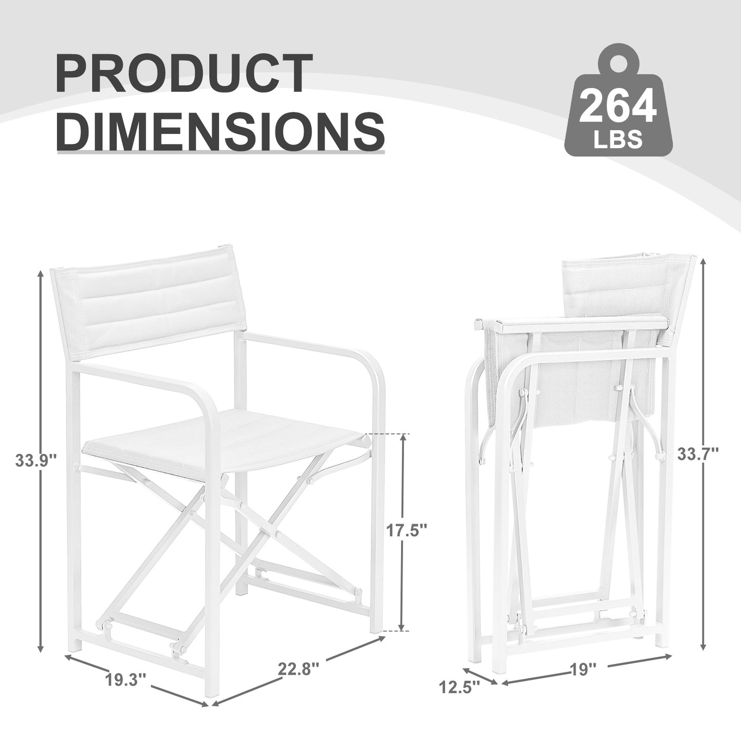 34(H) inch Outdoor Camping Chairs, Portable Patio Director's Chairs with Folding Aluminum Frame - Aoodor 