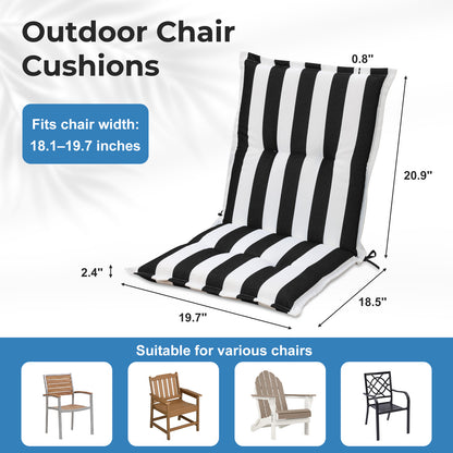 39x20x2.4 inch Outdoor Tufted Chair Cushions, Black Stripe