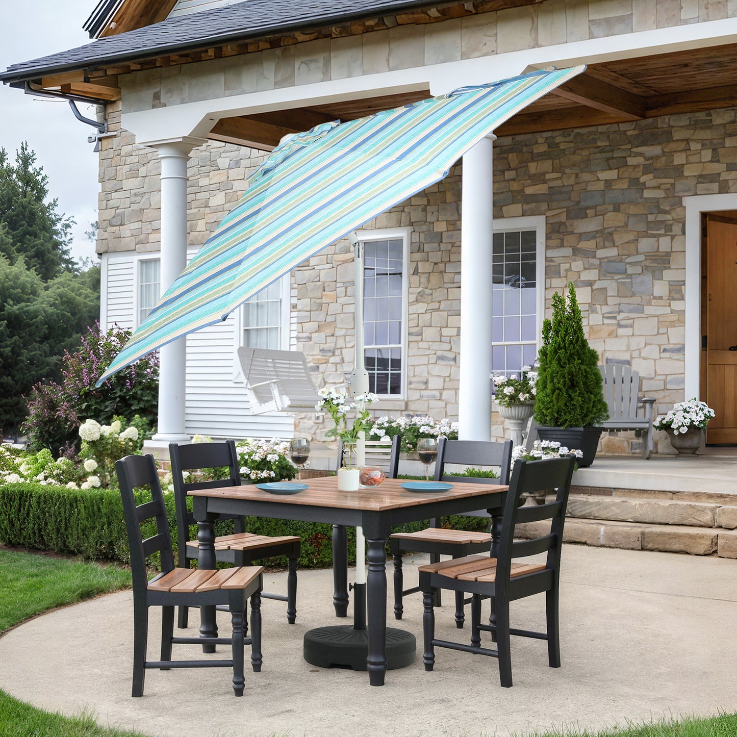 9 ft. Outdoor Patio Market Umbrella with 8 Sturdy Ribs, Push Button Tilt and Crank - Aoodor 