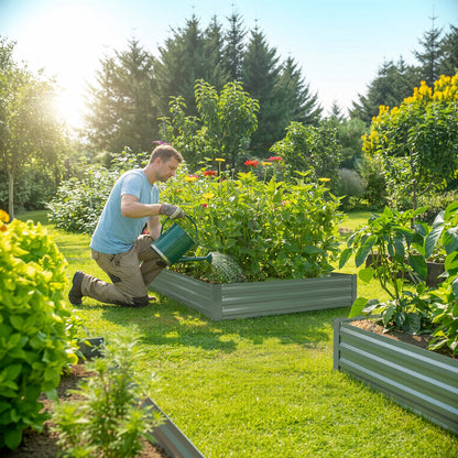 6x3/8x4 ft. Outdoor Raised Garden Bed - Reinforced Galvanized Steel Planter Box - Aoodor 