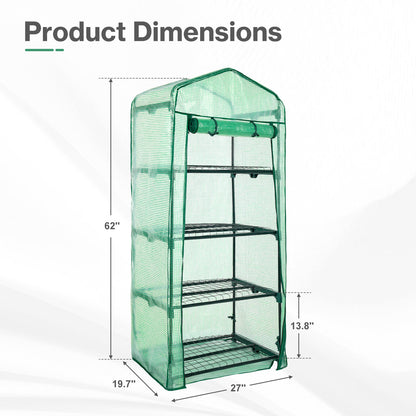 4 Tier Upgrade Greenhouse with Protective PE Base, Green - Aoodor 