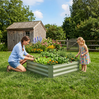 2-Pack 11" Tall Metal Raised Garden Bed, Galvanized Steel Planter Box - 3'x3'
