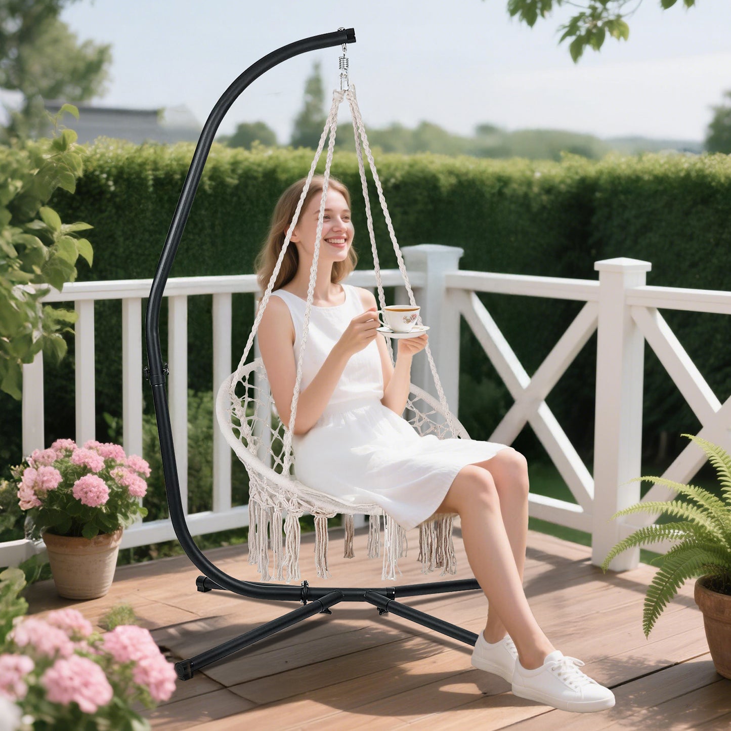 Hammock Steel Stand Only C-Stand - 300 Pound Capacity - Aoodor 
