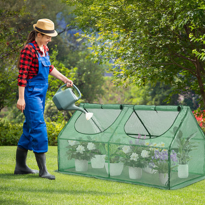 Mini Greenhouse with Zipper Doors, Waterproof & UV Protected, Green