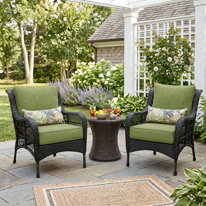 Outdoor Deep Seat Cushion Set with Lumbar Pillow, Green