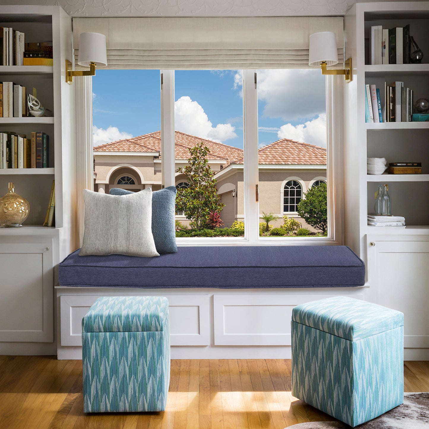 46x18x3 inch Patio Bench Cushion - Dark Blue - Aoodor 