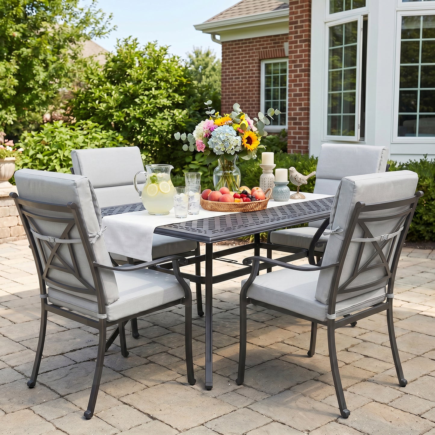 45x22x4 inch Outdoor High Back Patio Chair Cushions, Light Gray