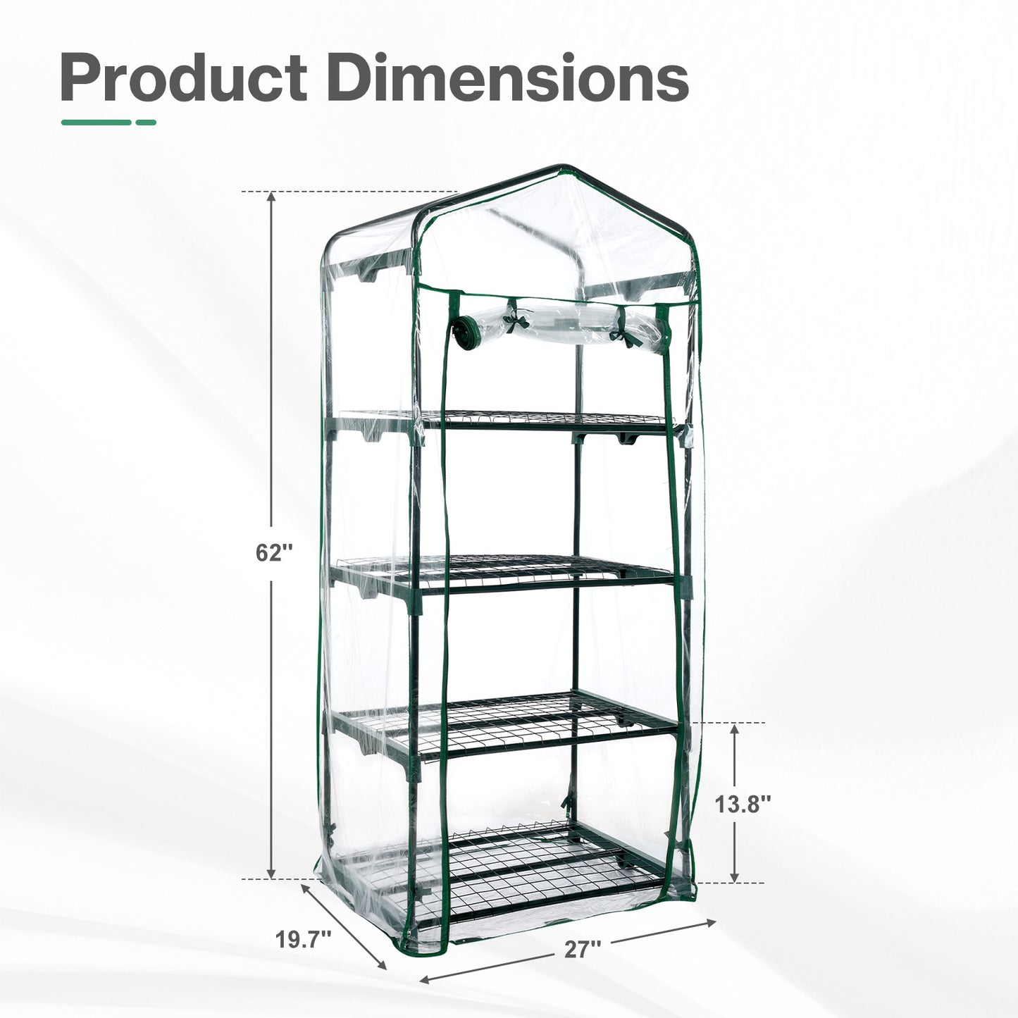 4 Tier Upgrade Greenhouse with Protective PVC Base, Transparent - Aoodor 