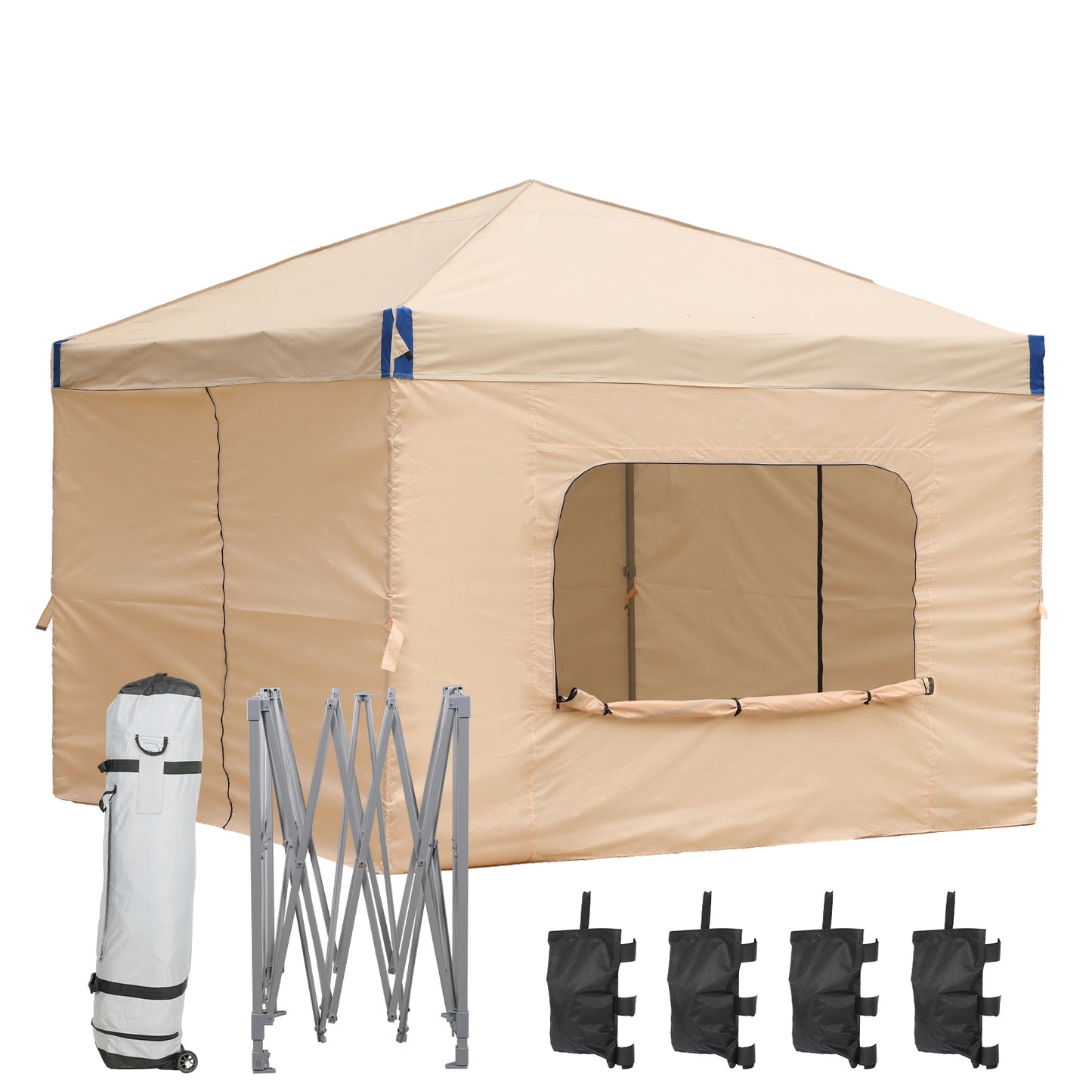 10x10/12x12 ft. Pop Up Canopy Tent with Curtain and Roller Bag