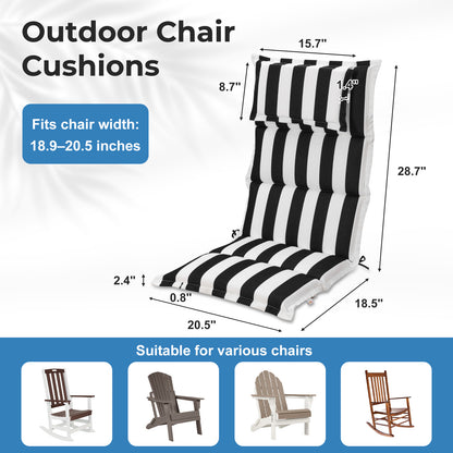 47x21x2.4 inch High Back Patio Chair Cushions with Headrest, Multi-Section, Black Stripe