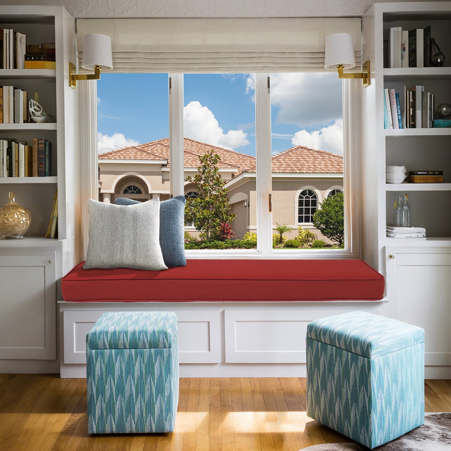 46x18x3 inch Patio Bench Cushion - Wine Red - Aoodor 