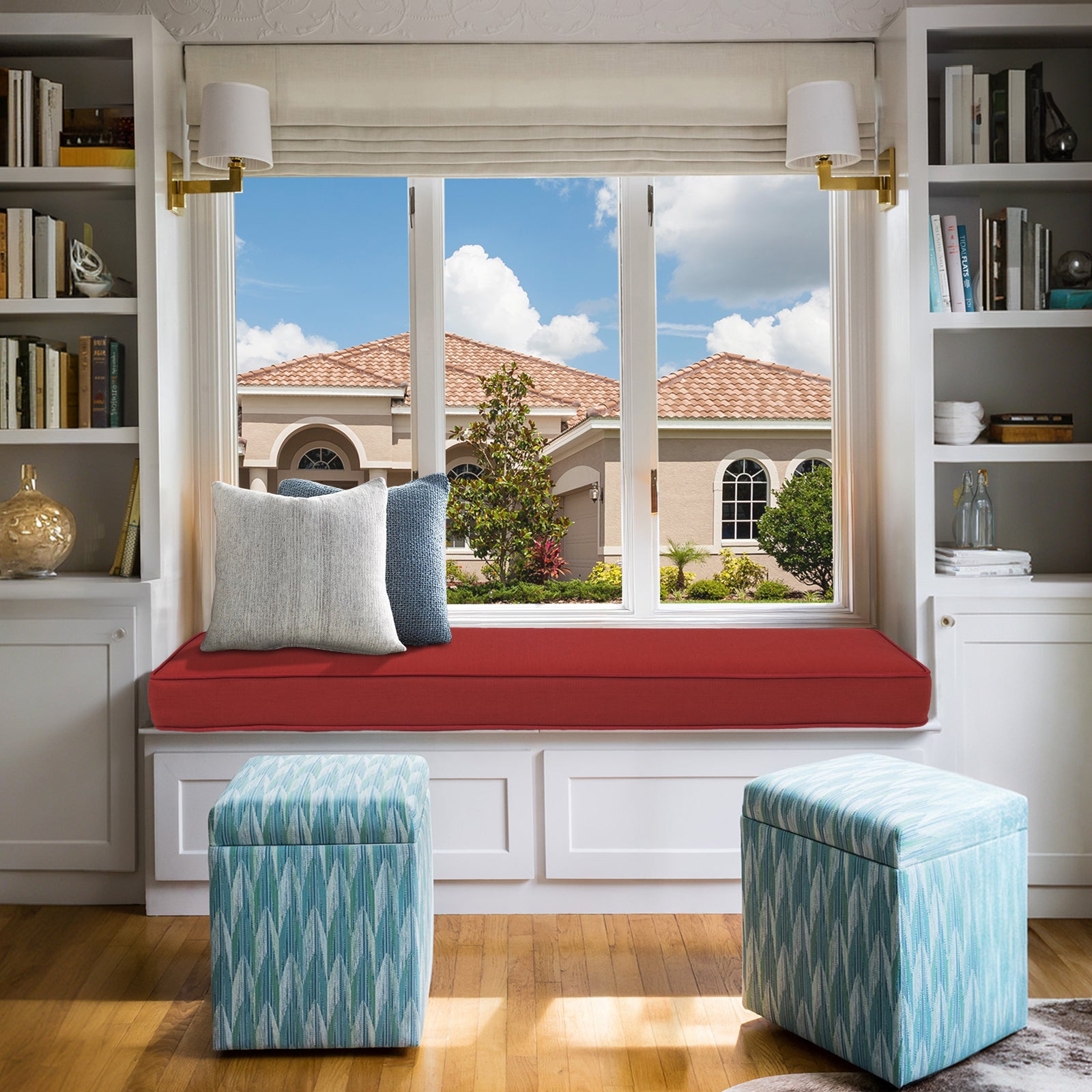 46x18x3 inch Patio Bench Cushion - Wine Red - Aoodor 