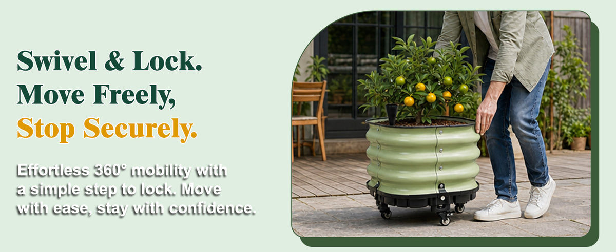 Rolling Raised Garden Bed, Self Watering Planter Box