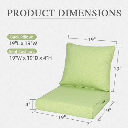 Outdoor Deep Seat Cushion Set, Waterproof Patio Chair Cushions, Green