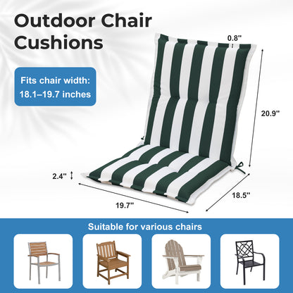 39x20x2.4 inch Outdoor Tufted Chair Cushions, Green Stripe
