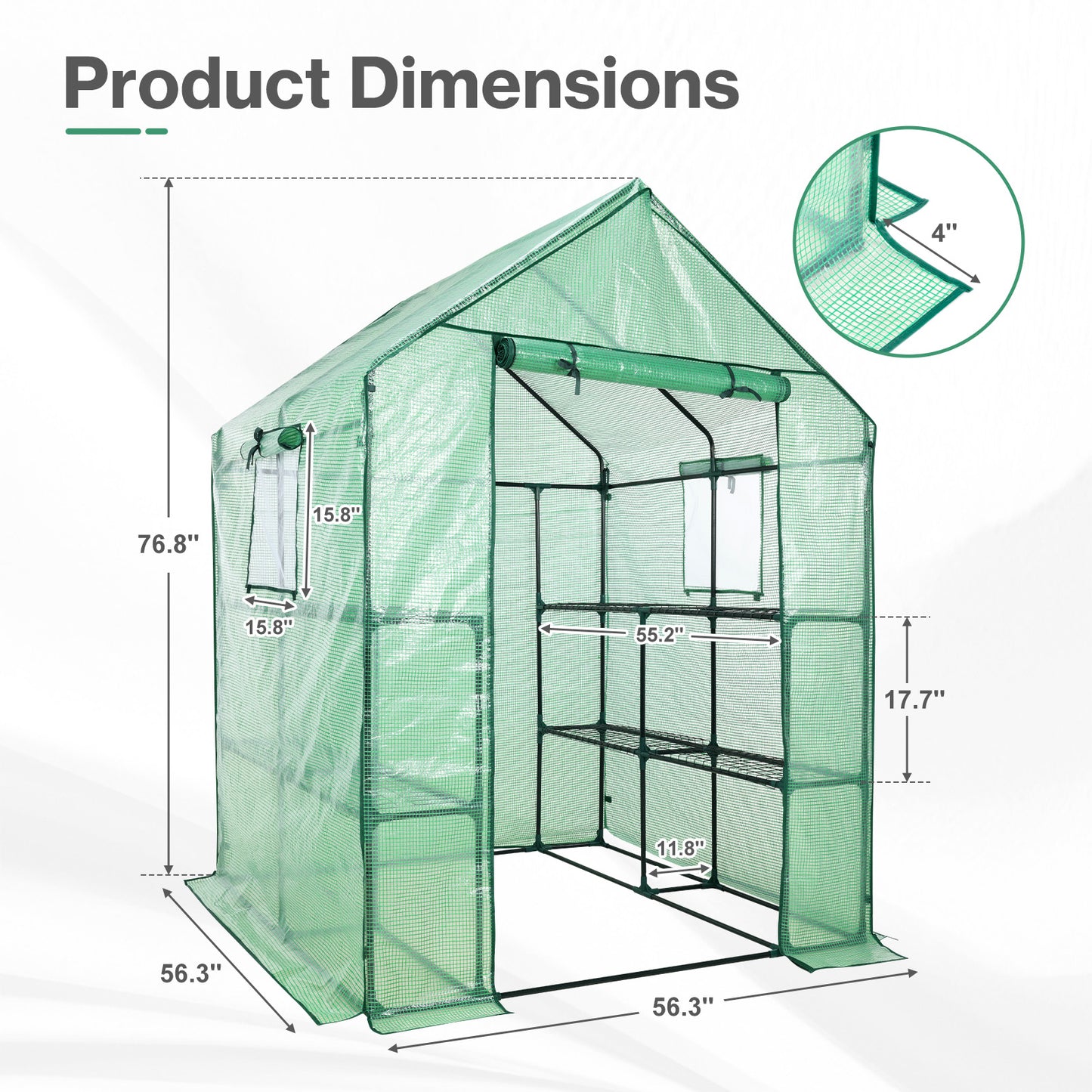 Walk-in Greenhouse with 8 Shelves, Outdoor Garden Plant House with PE Cover - Aoodor 
