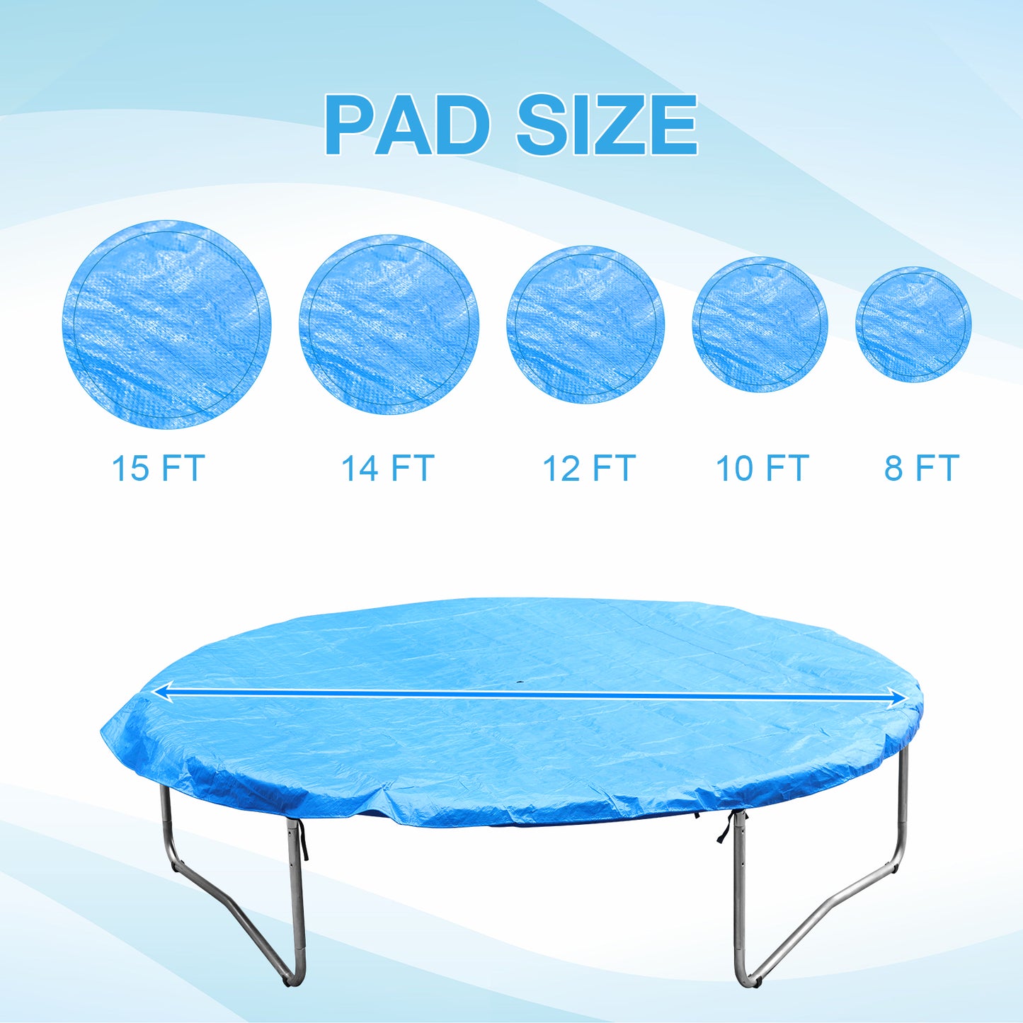 Trampoline Rain Cover, Waterproof Trampoline Tarp for Sun Snow Wind Protection - Aoodor 