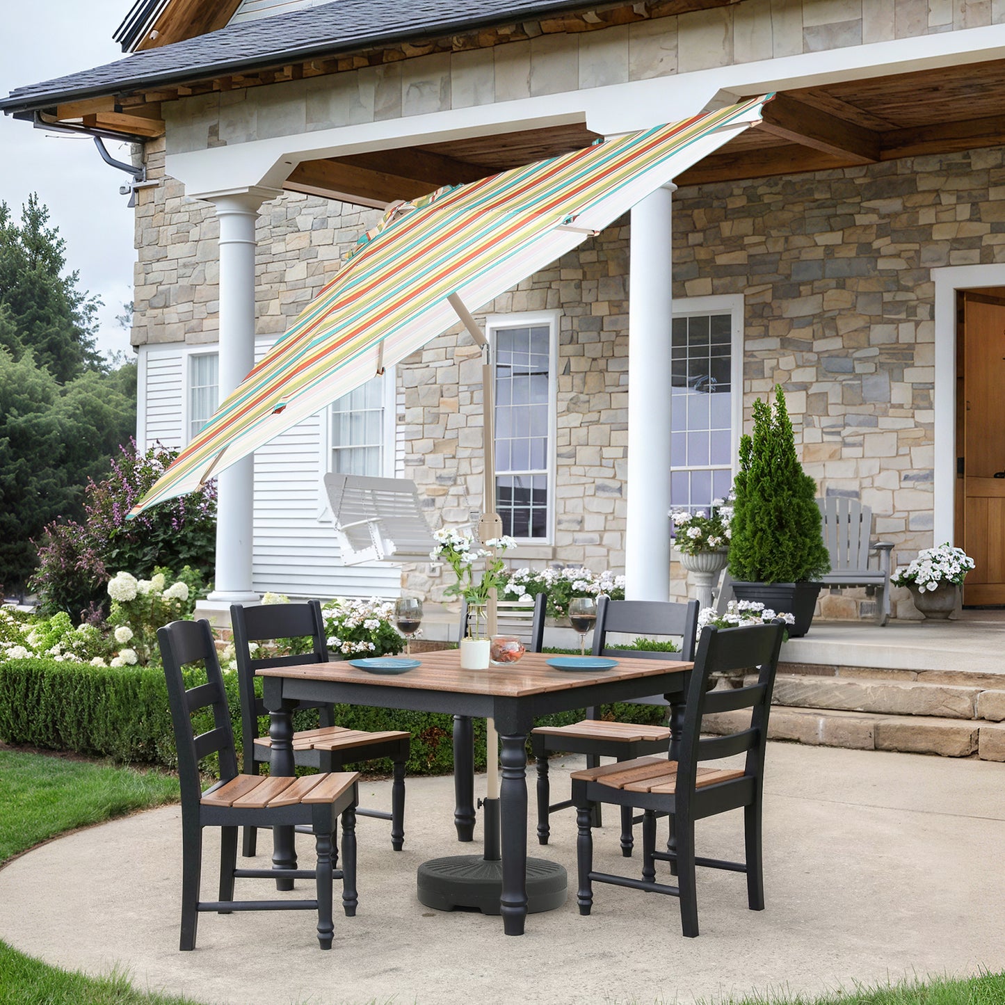 9 ft. Outdoor Patio Market Umbrella with 8 Sturdy Ribs, Push Button Tilt and Crank