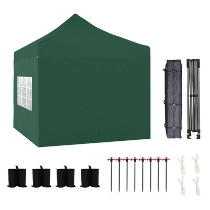 10x10 ft. Pop Up Canopy Tent with Windows Sidewalls and Wheeled Bag - Aoodor 