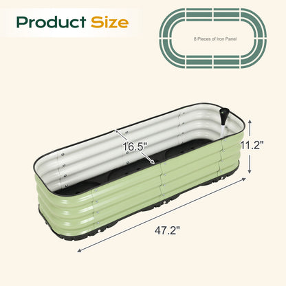 11" Tall Galvanized Raised Garden Bed, Self-Watering Planter Box - 47"x16.5"