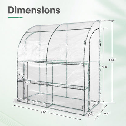 7x3x7 ft. Lean to Greenhouse for Outdoors, Portable Walk-in Greenhouse - Aoodor 