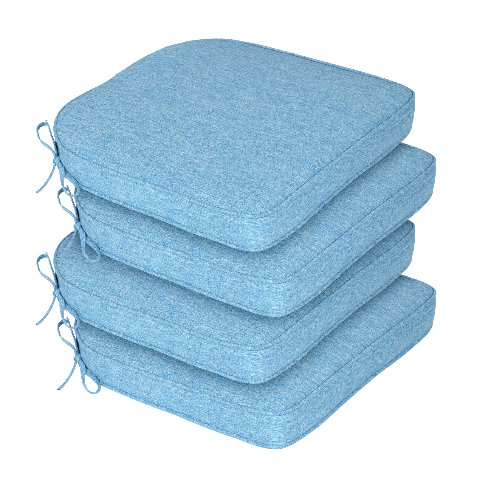 Outdoor Dining Chair Cushions Set, Patio Chair Pads with Ties, Lake Blue - Aoodor 