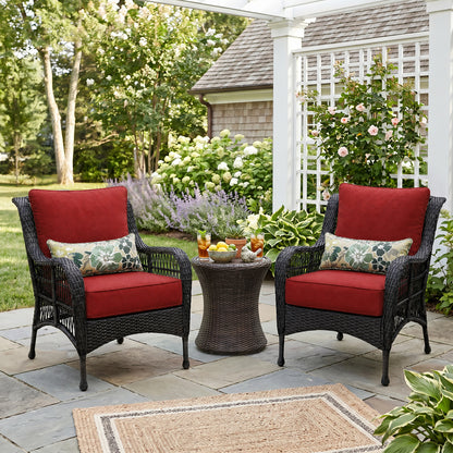 Outdoor Deep Seat Cushion Set with Lumbar Pillow, Red
