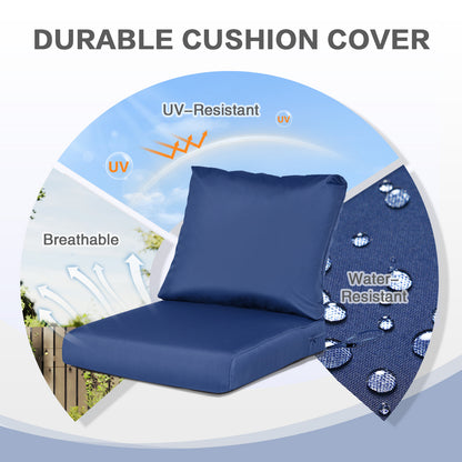 Outdoor Chair Cushions, Patio Deep Seat Cushions with Handle & Adjustable Straps - Navy Blue